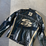 90'S LEATHER RACER JACKET - M