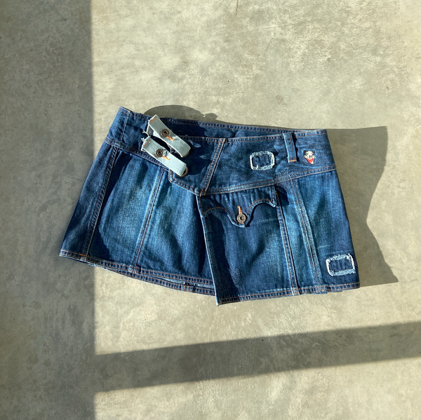 DIESEL DENIM ASYMMETRIC WRAP MINI SKIRT - W30"