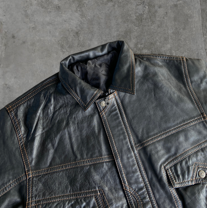 DIESEL 'ONLY THE BRAVE' LEATHER JACKET - S