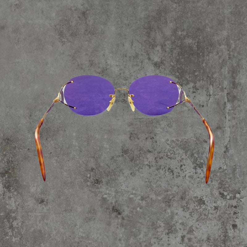 DIOR PURPLE AND GOLD RIMLESS SUNGLASSES