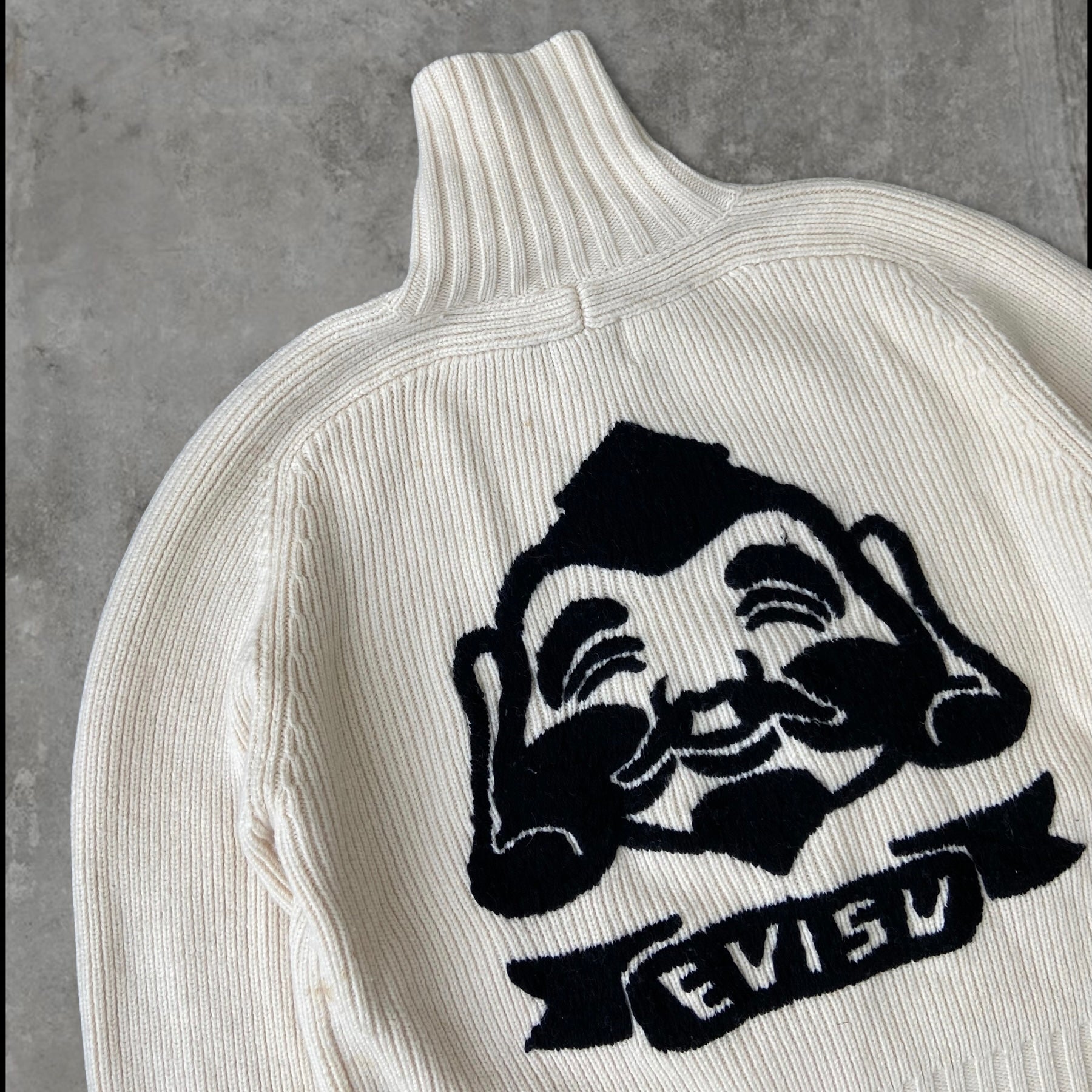 EVISU KNIT ZIP-UP CARDIGAN - L