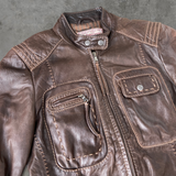 MARLBORO LEATHER BIKER JACKET - S