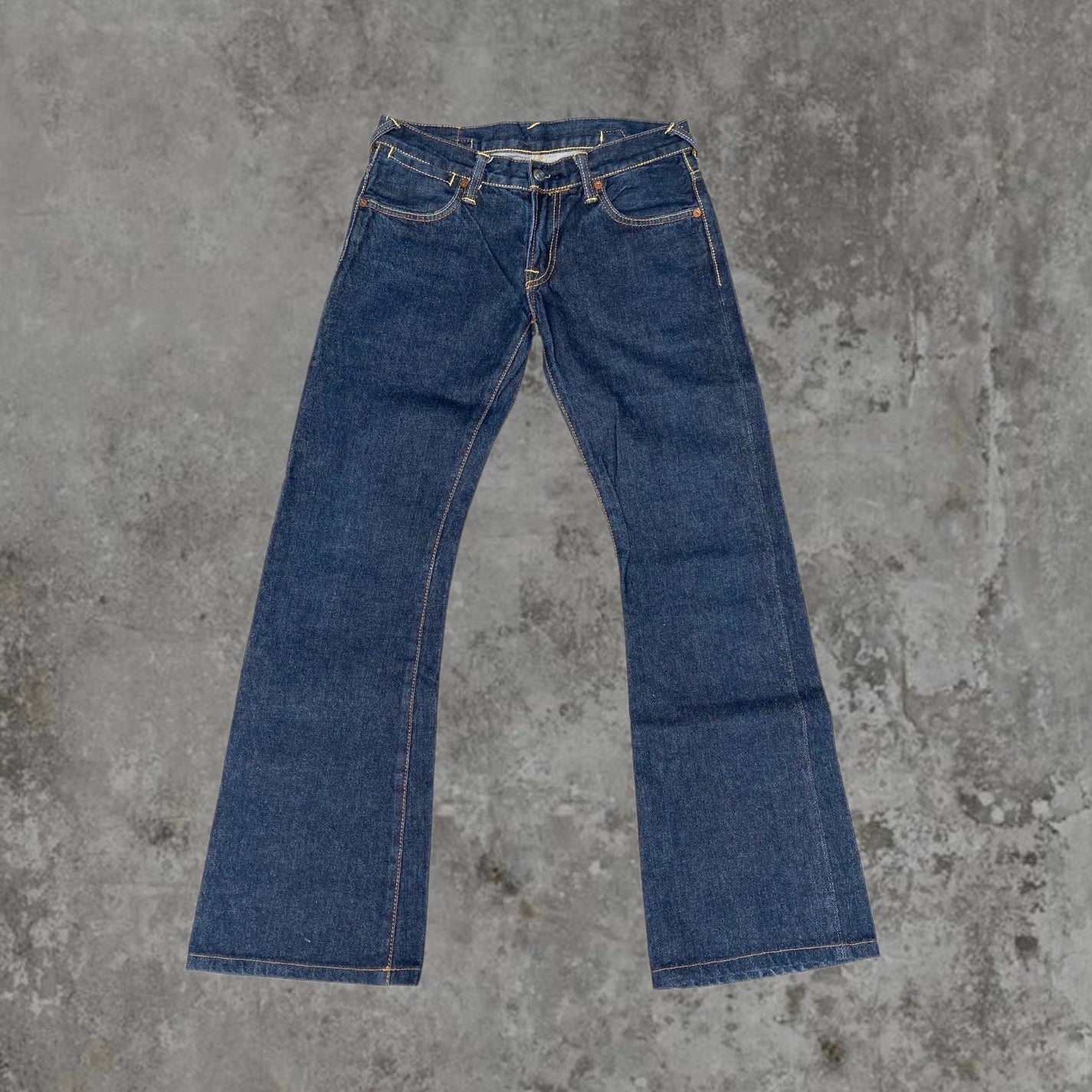 EVISU LOW-RISE PINK DAICOCK SELVEDGE JEANS - W27"