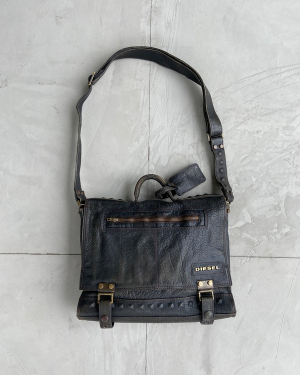 DIESEL 90'S BLACK LEATHER CROSS BODY BAG