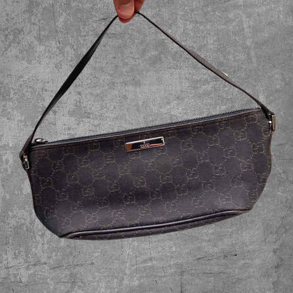 GUCCI MONOGRAM MINI SHOULDER BAG - BROWN