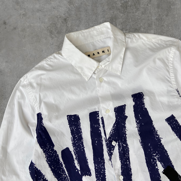 MARNI ABSTRACT PRINT WHITE SHIRT - L/XL