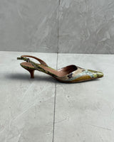 PRADA 00'S SNAKE SKIN SLING BACK KITTEN HEELS - EU 35.5 / UK 3