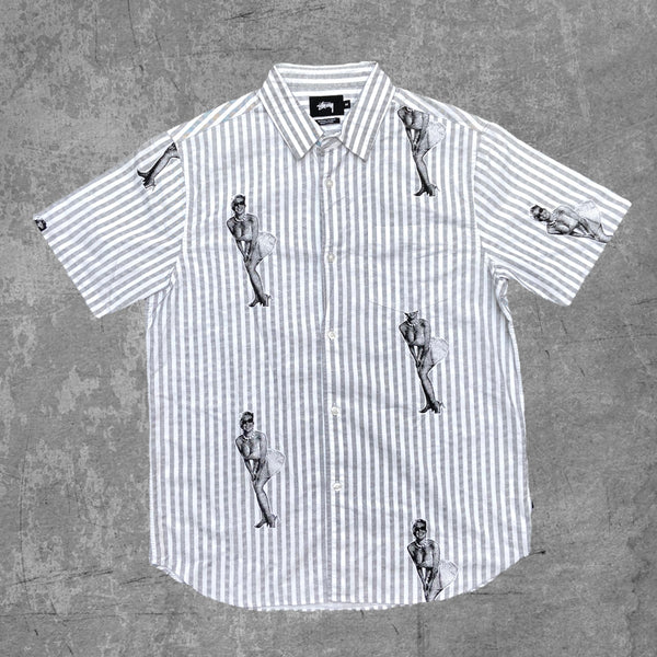 STUSSY "PIN UP GIRL" SHORT SLEEVE SHIRT - M