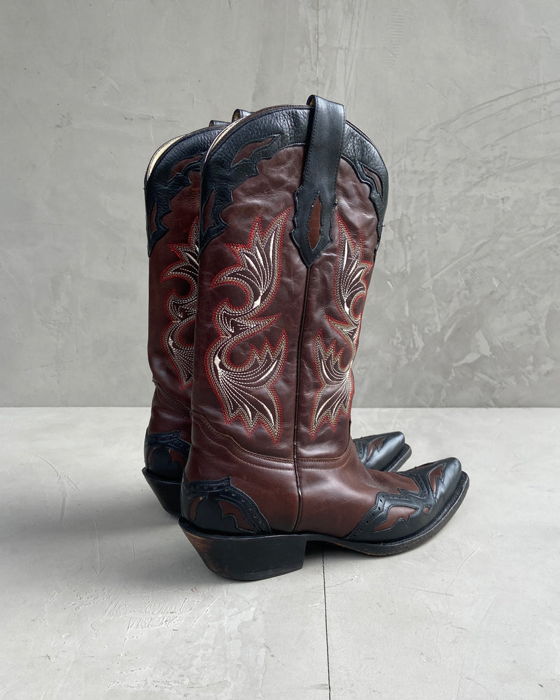 CORRAL LEATHER COWBOY BOOTS - UK 8