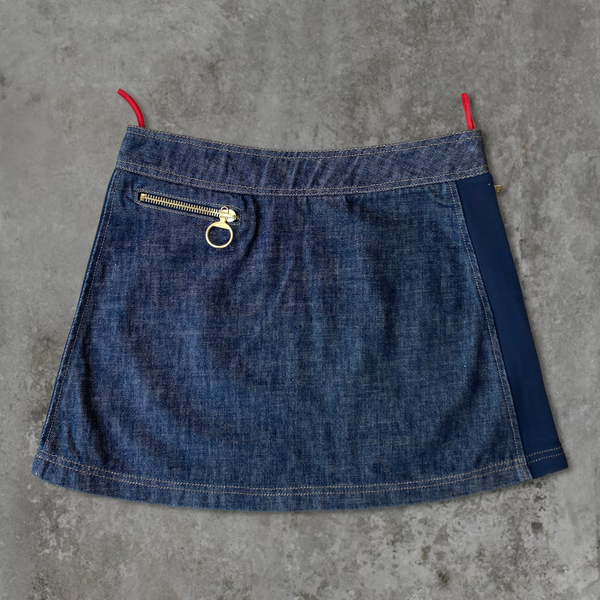 PRADA SPORT DENIM & NYLON MINI SKIRT - M