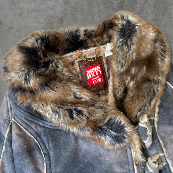 MISS SIXTY FAUX FUR & SUEDE COAT - S