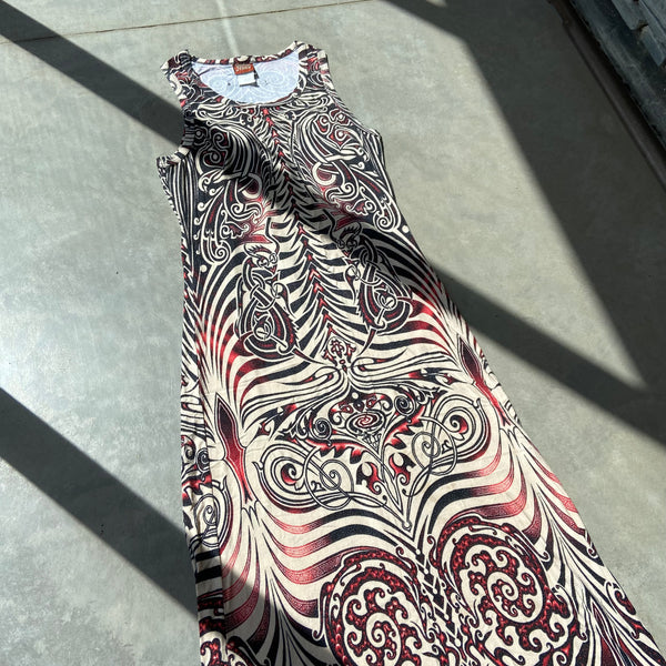 JEAN PAUL GAULTIER SS1996 TRIBAL PRINT MAXI DRESS - M