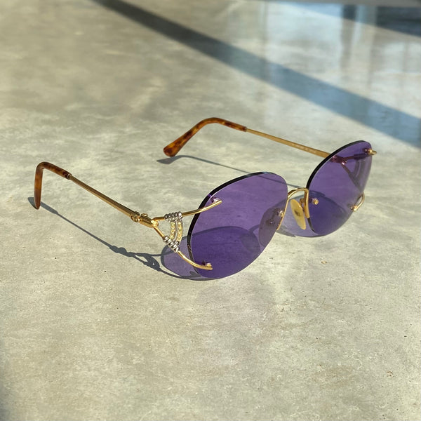 DIOR PURPLE AND GOLD RIMLESS SUNGLASSES