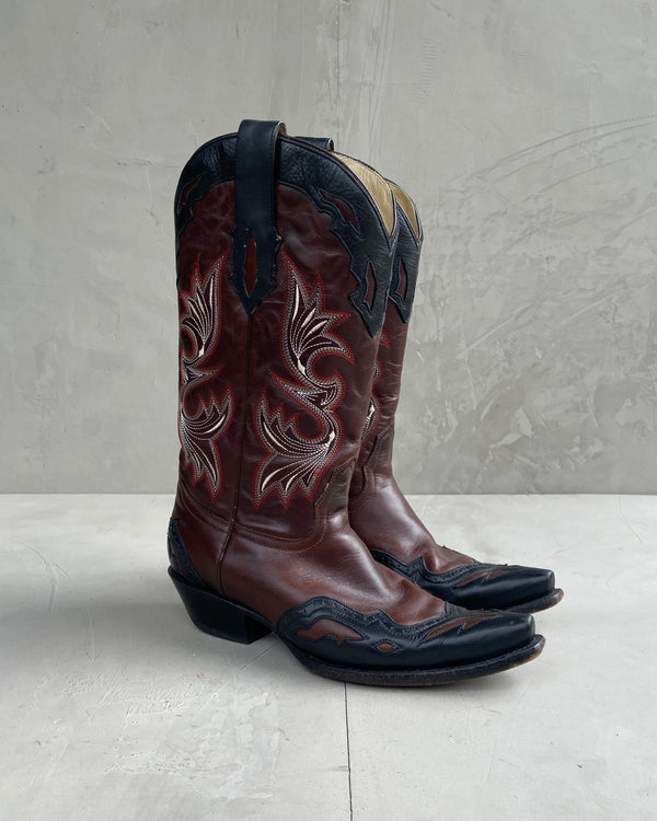 CORRAL LEATHER COWBOY BOOTS - UK 8