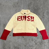 EVISU GRAPHIC CHUNKY KNIT CARDIGAN - M