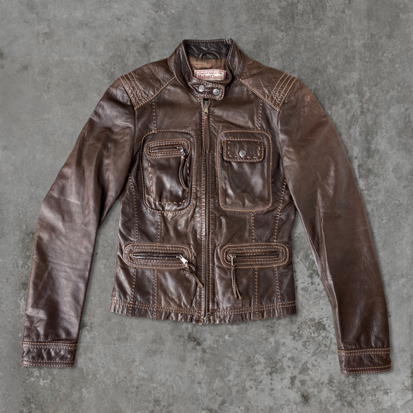 MARLBORO LEATHER BIKER JACKET - S