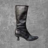 PRADA SOFT LEATHER KITTEN HEEL BOOTS - UK 5.5