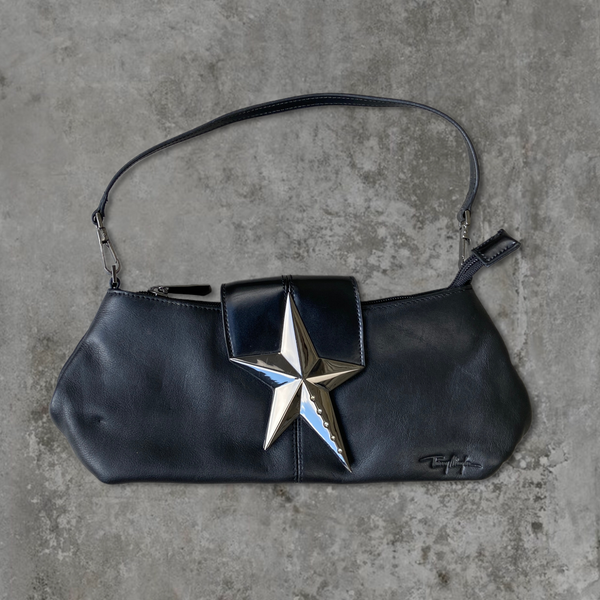 THIERRY MUGLER LEATHER & CHROME STAR SHOULDER BAG