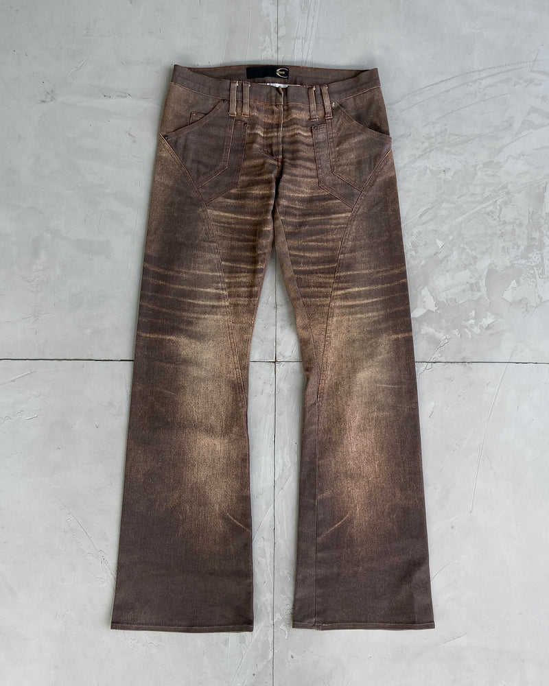 JUST CAVALLI BROWN PRINTED JEANS - S