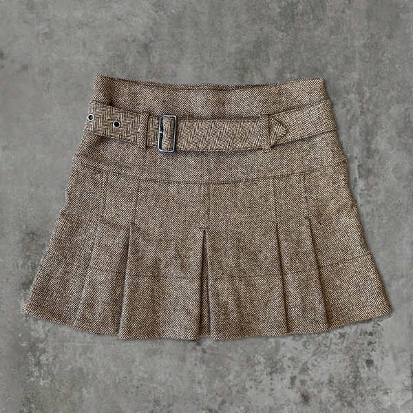 BURBERRY HIGH WAISTED PLEATED MINI SKIRT - UK 4