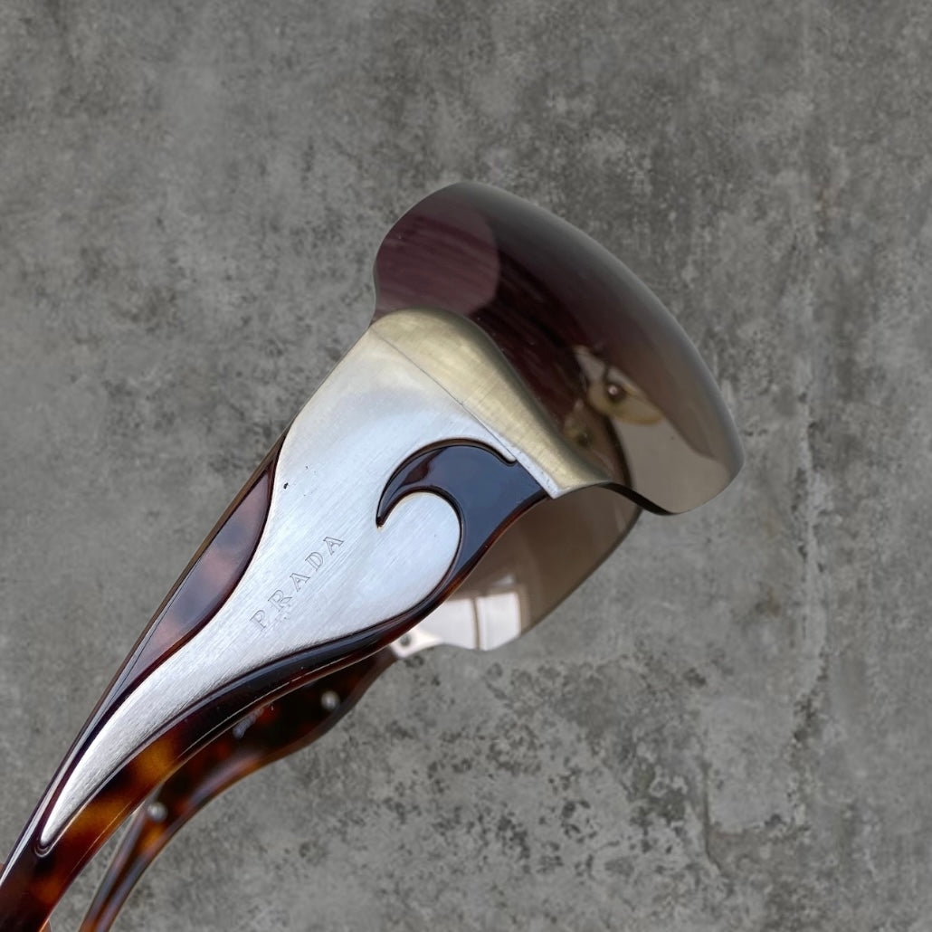 PRADA WRAP AROUND SWIRL TORTOISE SUNGLASSES