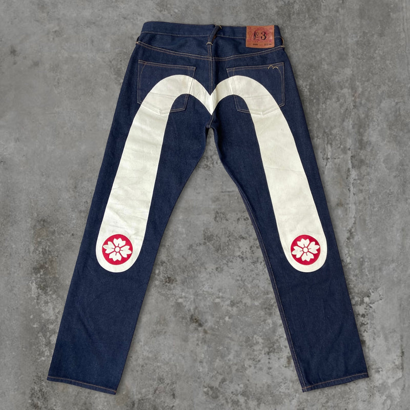 EVISU WHITE DAICOCK SELVEDGE JEANS - W 31"