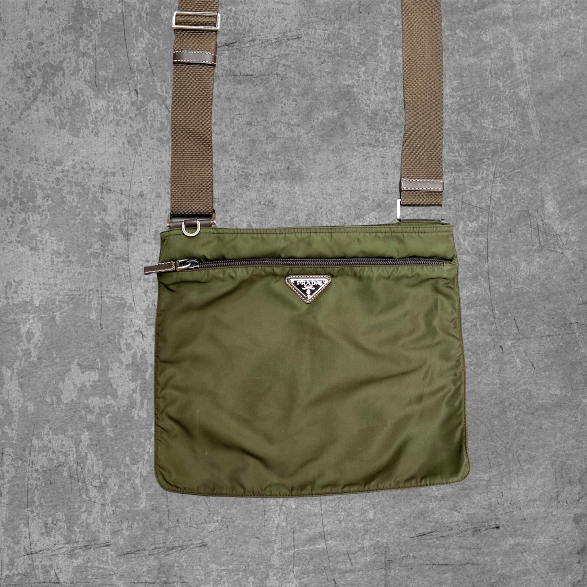 PRADA NYLON CROSS BODY BAG - KHAKI GREEN