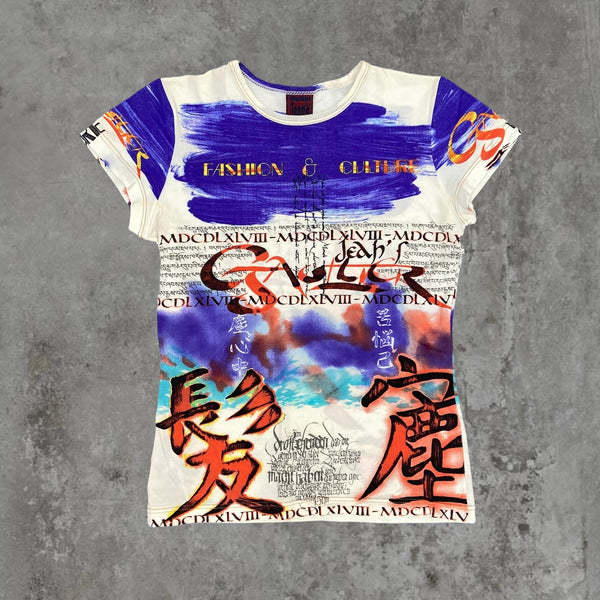 JEAN PAUL GAULTIER 'FASHION AND CULTURE' GRAPHIC TOP - M