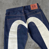 EVISU WHITE DAICOCK SELVEDGE JEANS - W 31"