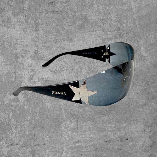 PRADA WRAP AROUND STAR SUNGLASSES - BLACK