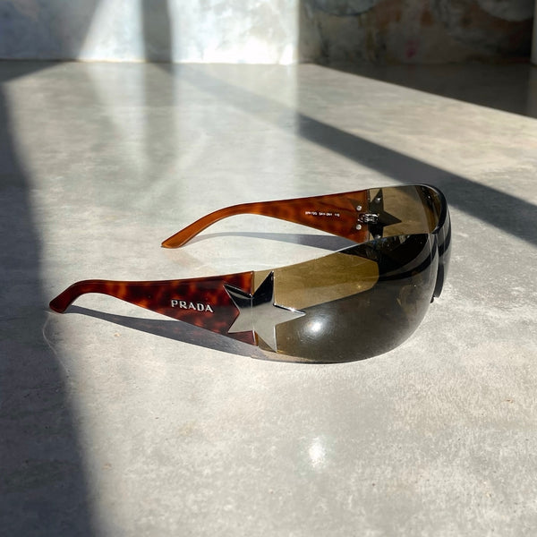 PRADA WRAP AROUND STAR SUNGLASSES - TORTOISE SHELL