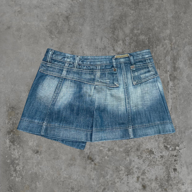 DIESEL DENIM ASYMMETRIC WRAP MINI SKIRT