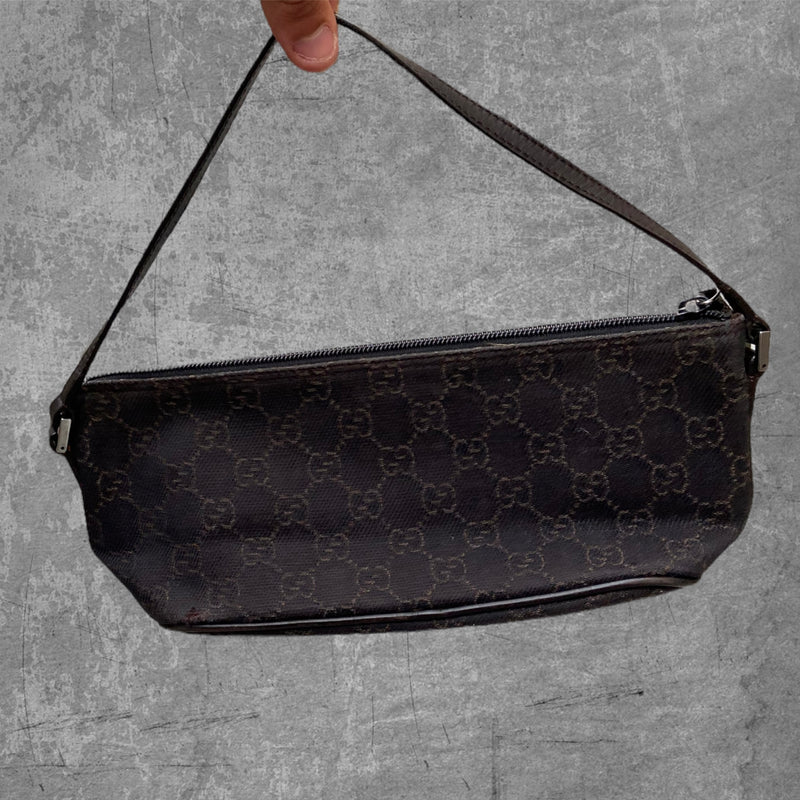 GUCCI MONOGRAM MINI SHOULDER BAG - BROWN