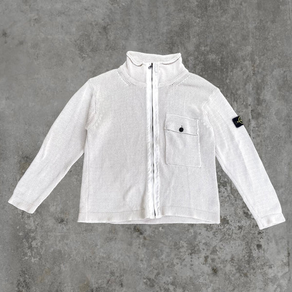 STONE ISLAND 1999 CREAM ZIP-UP KNIT - XXL