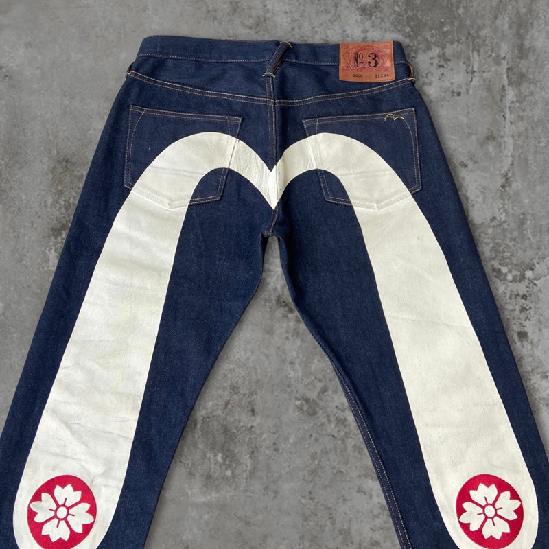 EVISU WHITE DAICOCK SELVEDGE JEANS - W 31"