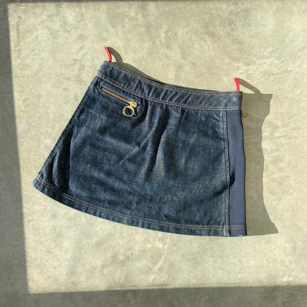 PRADA SPORT DENIM & NYLON MINI SKIRT - M