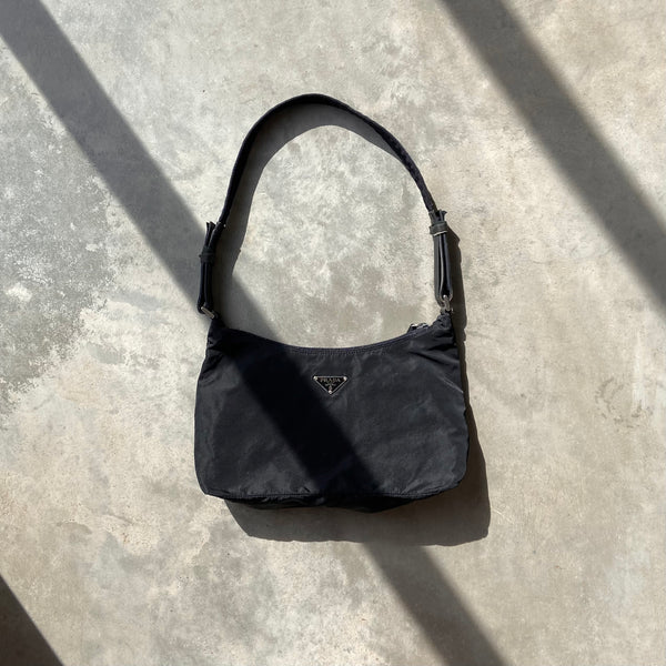 PRADA NYLON SHOULDER BAG - BLACK