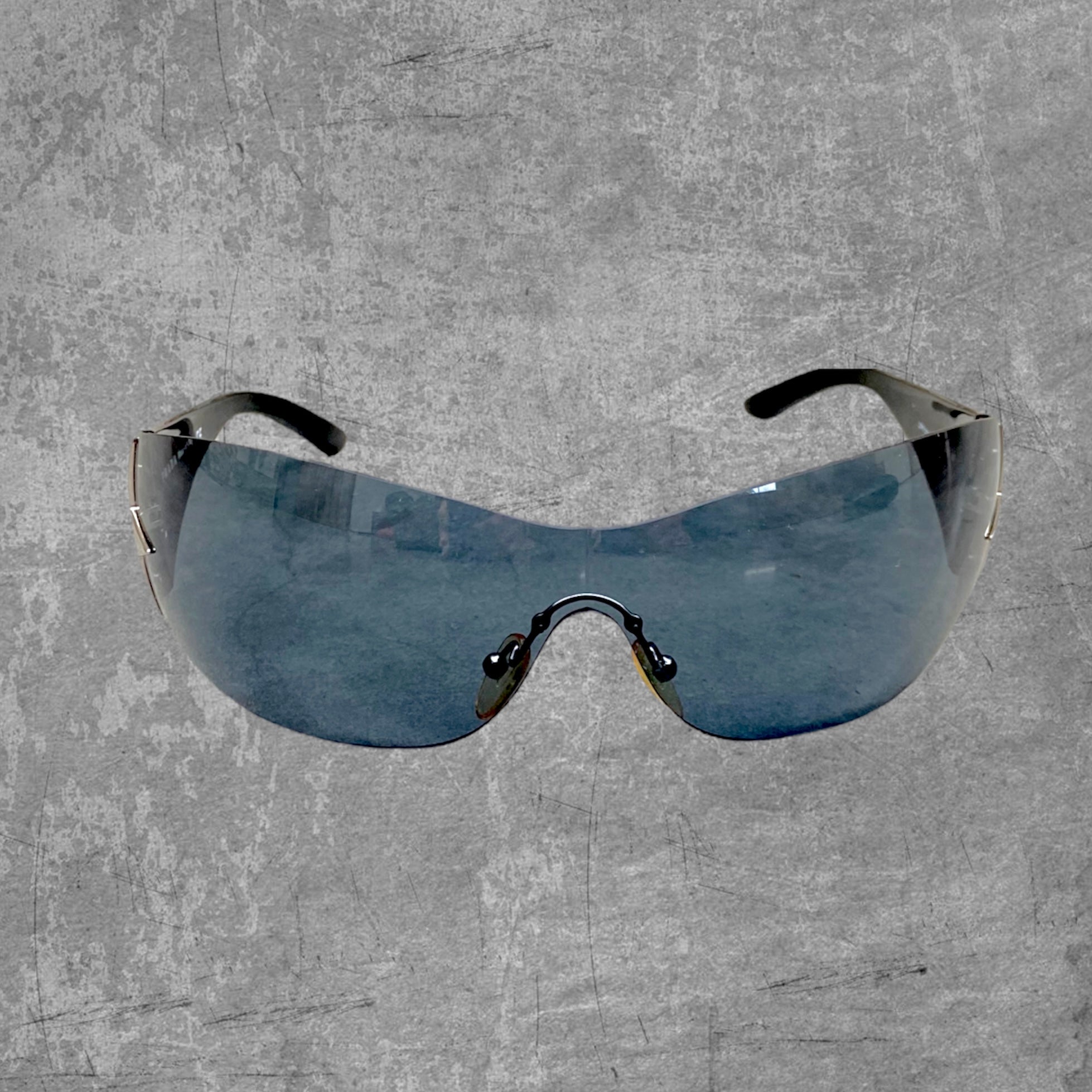 PRADA WRAP AROUND STAR SUNGLASSES - BLACK